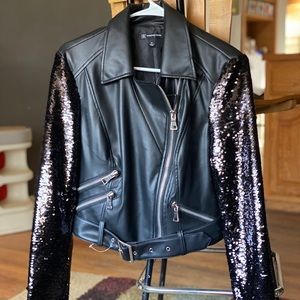INC International Concepts sequin leather jacket